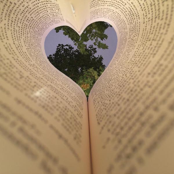 Páginas de livros em forma de coração